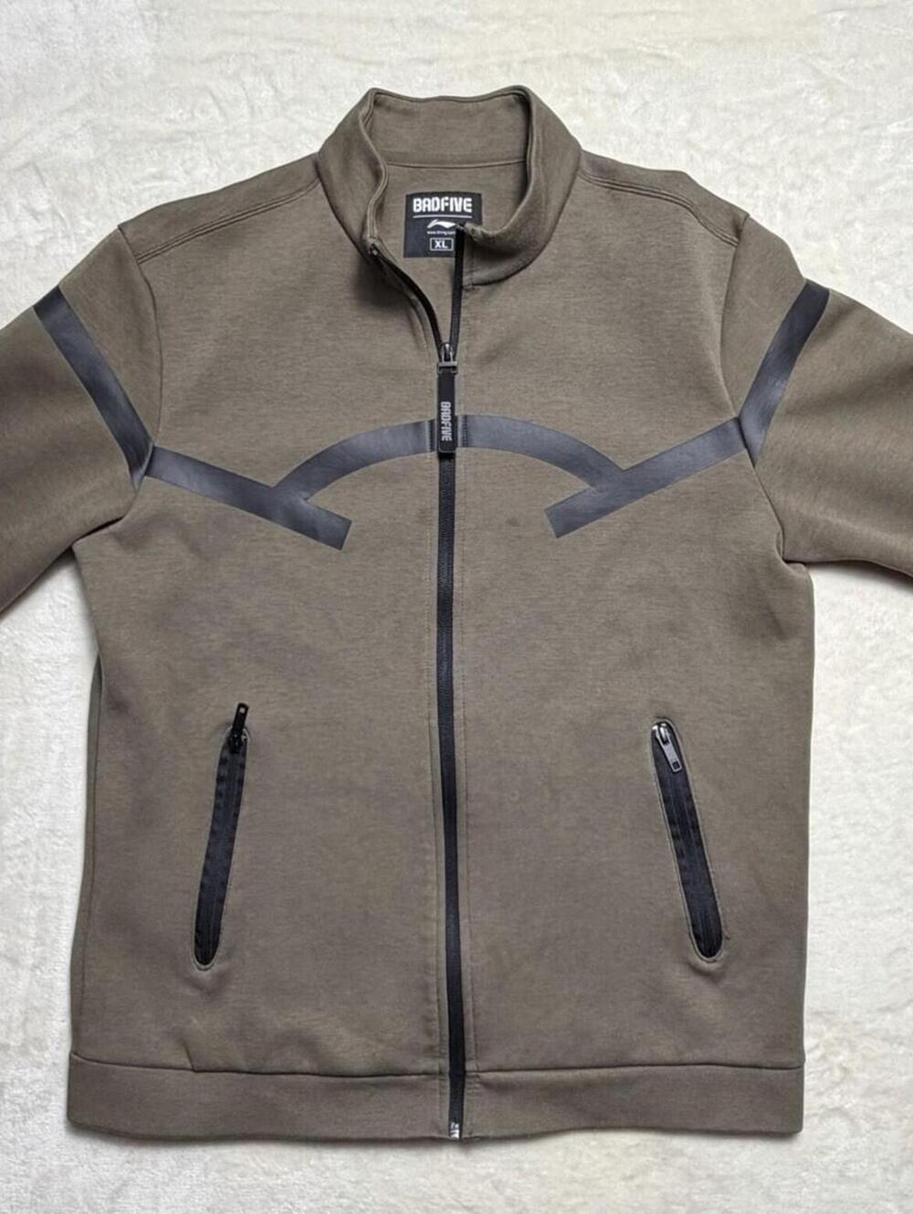 Li-Ning BADFIVE Men's XL Full Zip Basketball Jacket Streetwear Olive Green